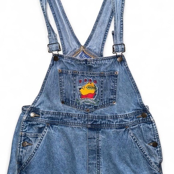 VTG 90s Winnie The Pooh Adult Women Size Med "Hunny Pluribus Unum" Baggy Overall - Picture 2 of 6